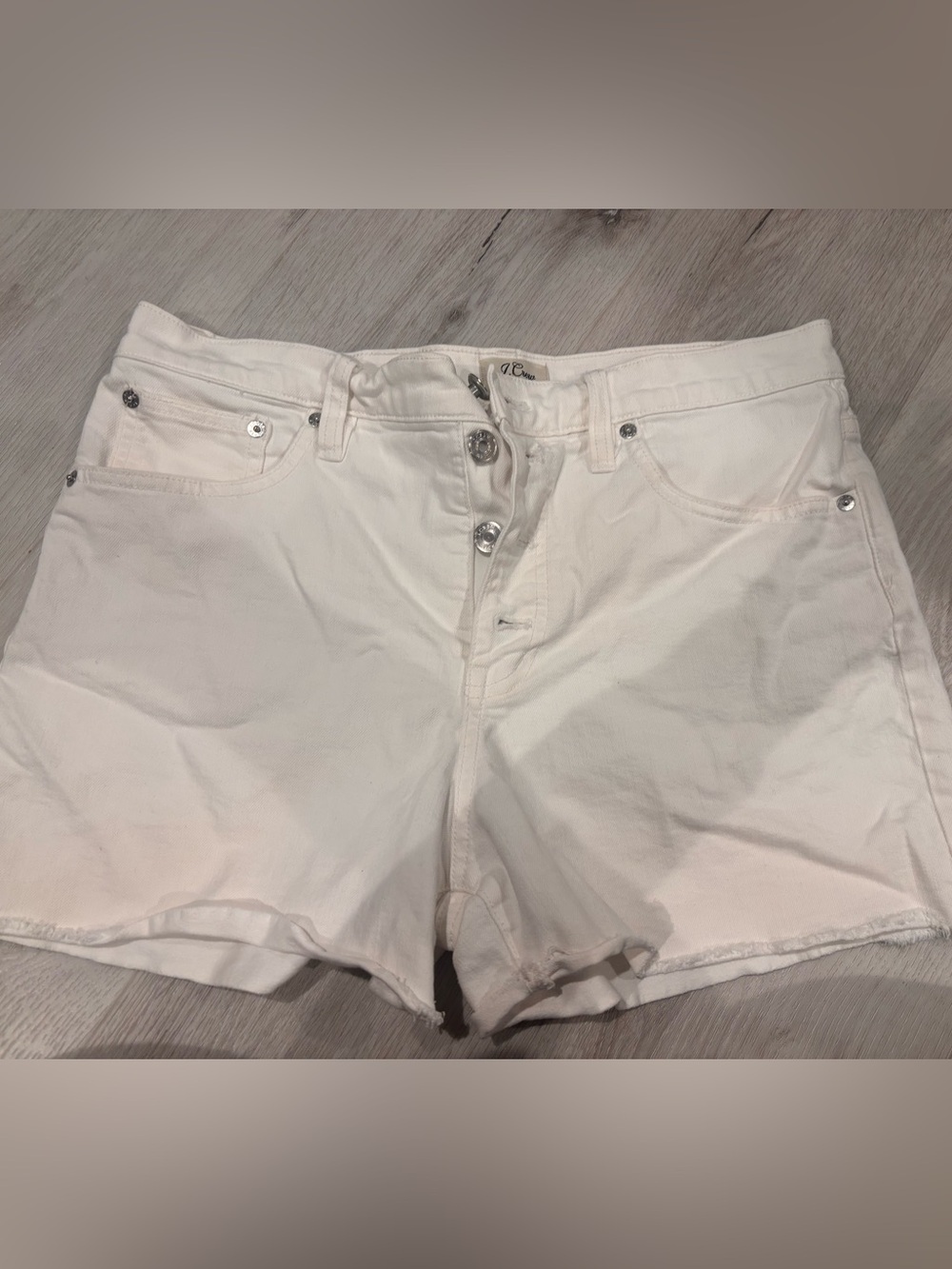 J. Crew White High-Rise Button-Front Denim Shorts